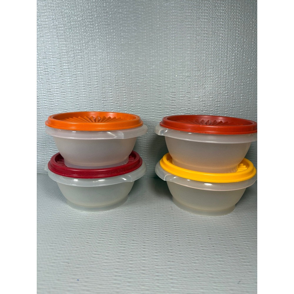 Vintage Tupperware Wonderlier 4 Piece Small Bowl Set Harvest Colors